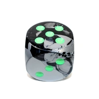 CHX DG5045 Gemini Black-Grey/green 50mm d6 dice w/pips