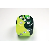 CHX DG5054 Gemini Green-Yellow/silver 50mm d6 dice w/pips
