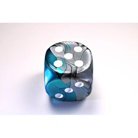 CHX DG5056 Gemini Steel-Teal/white 50mm d6 dice w/pips