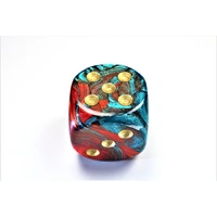 CHX DG5062 Gemini Red-Teal/gold 50mm d6 dice w/pips