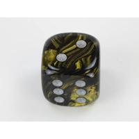 CHX DL2058 Leaf Black Gold/silver 20mm d6 dice w/pips