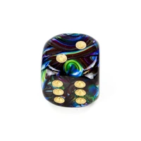 CHX DL2099 Lustrous Shadow/gold 20mm d6 dice w/pips