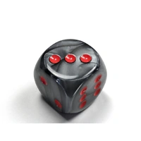 CHX DL3028 Velvet Black/red 30mm d6 dice w/pips