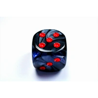 CHX DL5028 Velvet Black/red 50mm d6 dice w/pips