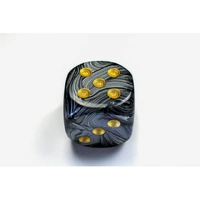 CHX DL5098 Lustrous Black/gold 50mm d6 dice w/pips