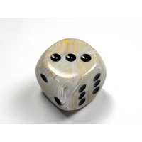 CHX DM3092 Marble Ivory/black 30mm d6 dice w/pips