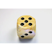 CHX DM5092 Marble Ivory/black 50mm d6 dice w/pips