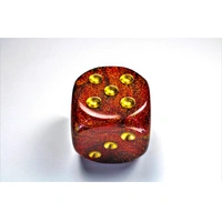 CHX DR5004 Glitter Ruby/gold 50mm d6 dice w/pips