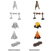 WizKids Deep Cuts Unpainted Miniatures Camp Fire & Sitting Log