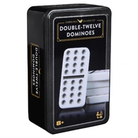 Classic Double 12 Coloured Dominoes with Mexican Train in Tin New Version