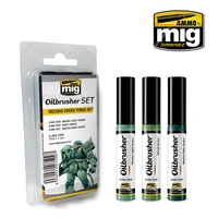 Ammo by MIG -  Oilbrushers - Mechas Green Tones Set