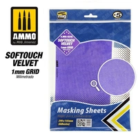 Ammo by MIG - Accessories - Softouch Velvet Masking Sheets 1Mm Grid (X5 Sheets, 290Mm X 145Mm)