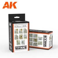 AK Interactive - Resins - Wargame Resin Scenery  - Defensive Walls Set Wargame (Resin 30-35mm)