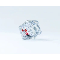 Sirius Dice - Silver Ink and Silver Glitter with Silver; Green; Red Snowflakes D20 Sharp Snow Globe