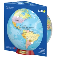 Puzzle - Map Of World 550pc Globe Tin