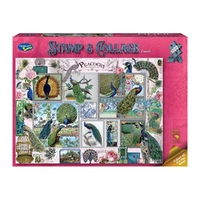 Puzzle - Stamp & Collage Peacocks 1000