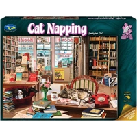 Puzzle - Cat Napping Bookshop Cat 1000P