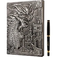 3D Faux-Leather Notebook - Journal - Silver Dragon